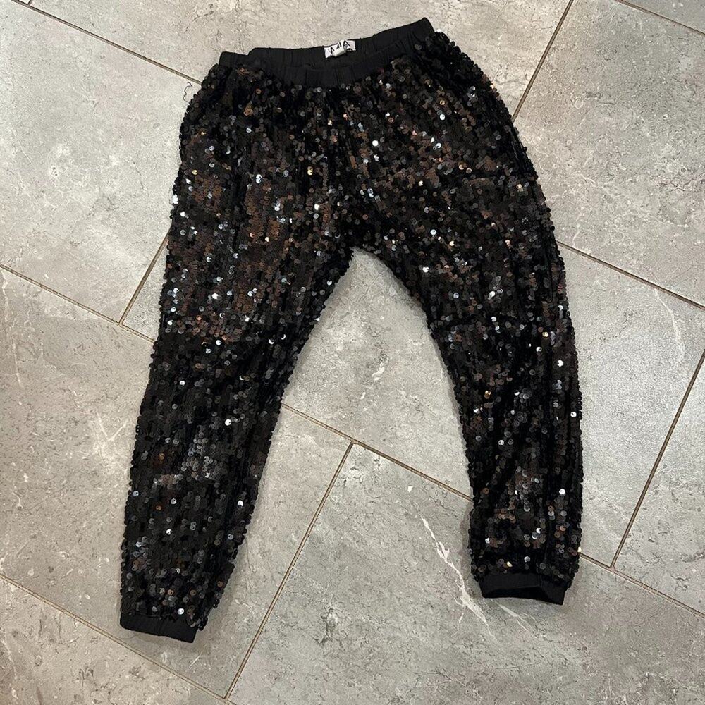 MIA black sequin joggers, girls size S